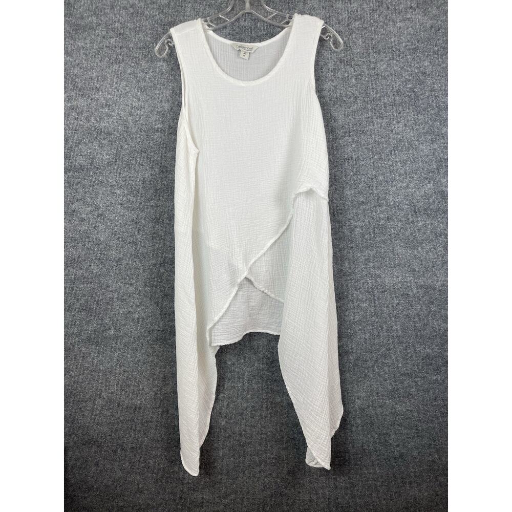Coldwater Creek Light as Air Crossover Gauze Top White Size PL Vacation Resort